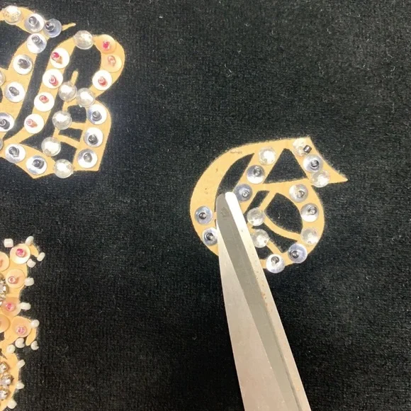 Y2K Vintage BCBG MaxAzria Velour Embellished Black Track Jacket Women Sz Large - Picture 5 of 13